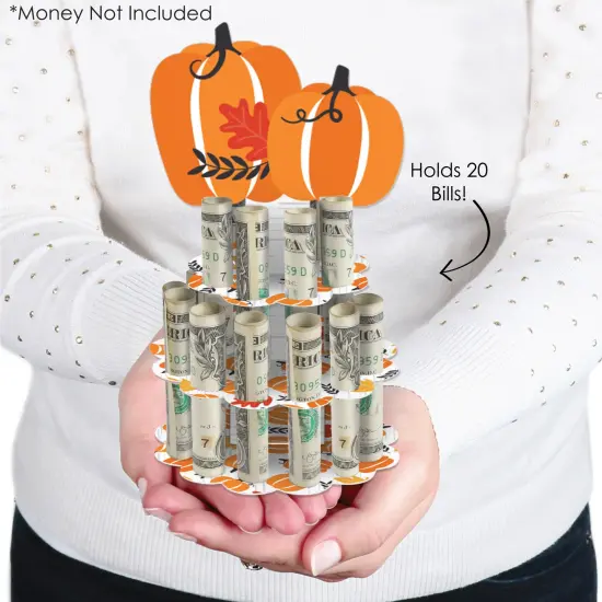 Big Dot of Happiness Fall Pumpkin - DIY Halloween or Thanksgiving Party Money Holder Gift - Cash Cake {3}
