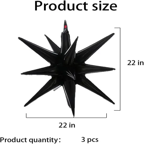 3 Pcs Black Explosion Star Foil Balloons {2}