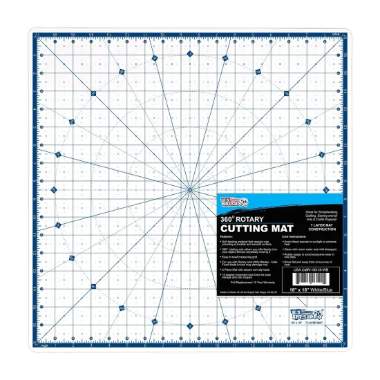 18" x 18" Self-Healing Cutting Mat 7-Ply - Rotary White/Blue Craft Mat, Non-Slip Cutting Mats for Crafts, Sewing, Quilting, Scrapbooking {1}