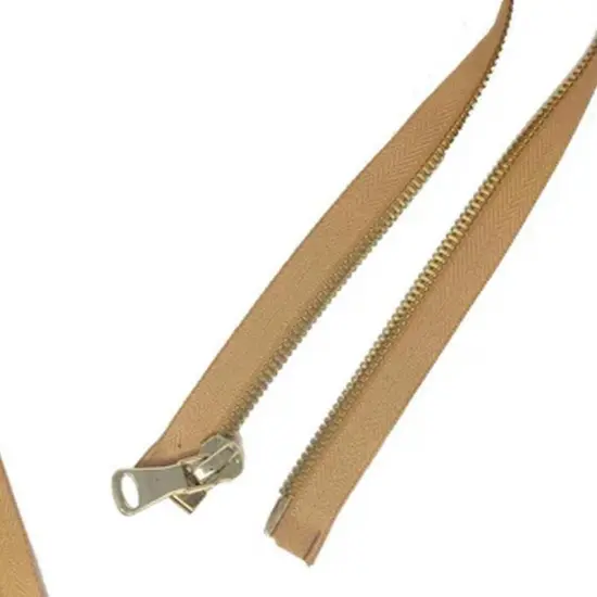 8MM One Way Separating Open Bottom Zipper Beige Brass 28 Inch {4}
