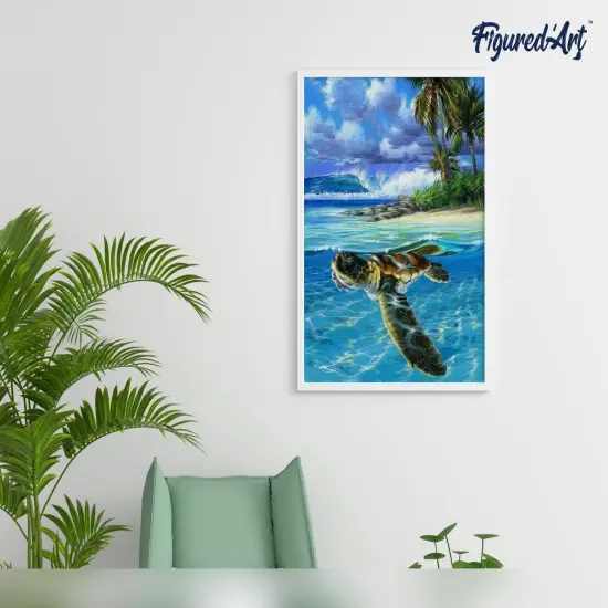 Figured'Art Paint by Numbers for Adults Relaxing Turtle 16"x20" - Craft Art Painting DIY Kit Rolled Canvas without frame {4}