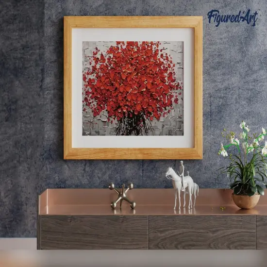 Figured'Art Paint by Numbers Kit for Adults Abstract Red Flowers 16"x20" - Craft Art Painting Rolled Canvas with DIY wooden frame {4}