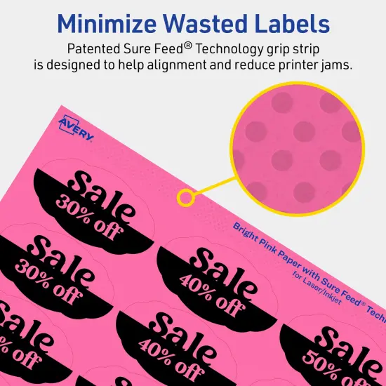 Avery Bright Pink Paper Labels, 1-1/8" x 2-1/4" Oval Scalloped {4}