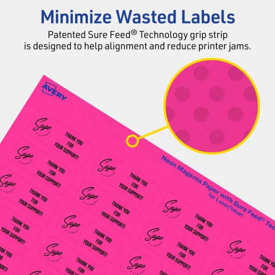 Avery Neon Magenta Paper Labels, 2/3" x 1-3/4" Rectangle {4}