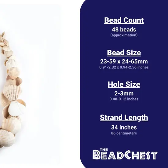 The Bead Chest West African Decorative Shell Beads 45mm Ghana White Unusual Large Hole 34 Inch Strand Handmade {4}