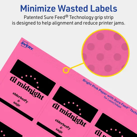 Avery Bright Pink Paper Labels, 2.5" x 2.5" Square {4}