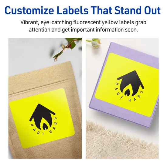 Avery Neon Yellow Paper Labels, 4.75" x 3.75" Rectangle {3}