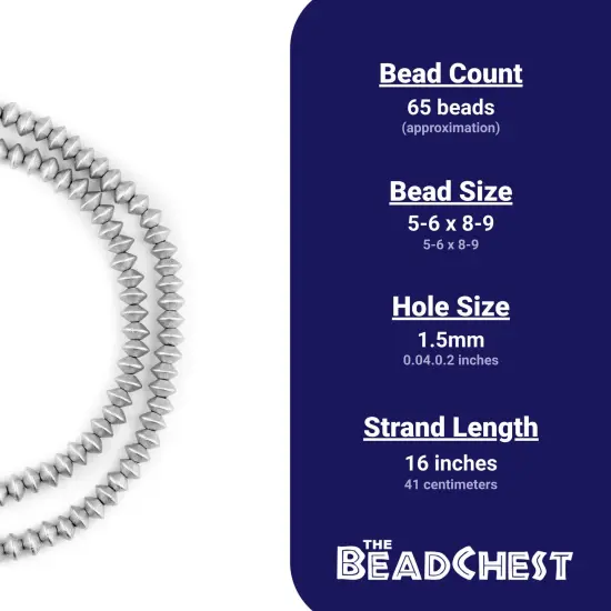 The Bead Chest Silver Bicone Natural Wood Beads (5x8mm): Organic Eco-Friendly Wooden Bead Strand for DIY Jewelry, Crafts, Necklace and Bracelet Making {4}