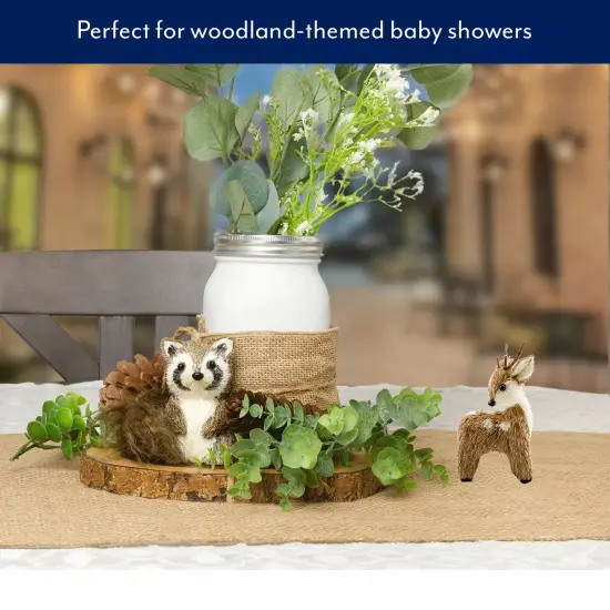 Woodland Friends Figurines Fox Owl Hedgehog Forest Decor Set {4}