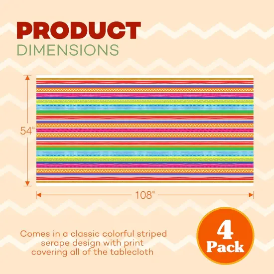 4E's Novelty 4 Pack Fiesta Plastic Tablecloth &ndash; 54x108 Plastic Tablecloth for Mexican Fiesta Party Decorations, Taco Tuesday, Cinco de Mayo, and Fiesta Celebrations {3}