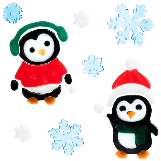 Northlight 8-Piece Penguin and Snowflake Gel Christmas Window Clings, 7.75" Red {3}