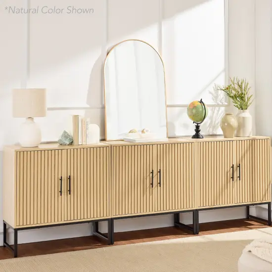 Best Choice Products 2-Door Slatted Storage Cabinet, Accent Furniture w/ Non-Scratch Foot Pads Dark Brown {3}