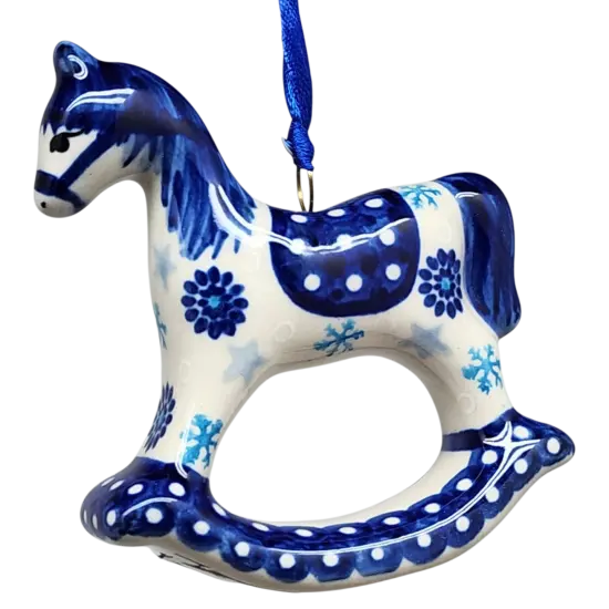 Rocking Horse Ornament - Blue Meadow Pattern {3}