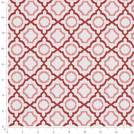 Strawberry - Coral & Peach Abstract & Geometric Upholstery Fabric 54 Inches" {3}