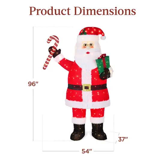 Best Choice Products Lighted Pop-Up Santa Claus, Outdoor Christmas Holiday Decoration w/ LED Lights, Hat, Gift {2}