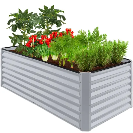 Best Choice Products 6x3x2ft Outdoor Metal Raised Garden Bed, Planter Box for Vegetables, Flowers, Herbs Moonlight Gray {1}