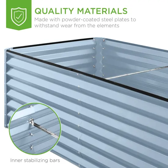 Best Choice Products 6x3x2ft Outdoor Metal Raised Garden Bed, Planter Box for Vegetables, Flowers, Herbs Mist Blue {5}