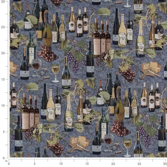 Vineyard - Blue Novelty Upholstery Fabric 54 Inches" {3}