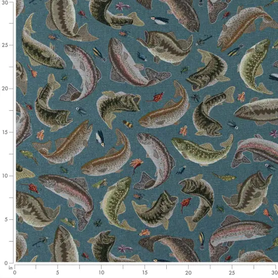 Fishing Aqua - Aqua & Teal,Blue Novelty Upholstery Fabric 54 Inches" {3}