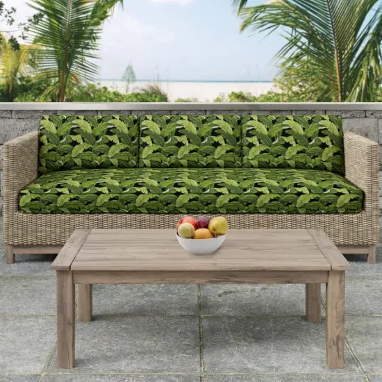 Rainforest - Black,Green Leaves,Tropical & Botanical Upholstery Fabric 54 Inches" {3}