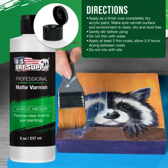 8 oz Matte Acrylic Varnish for Acrylic Painting, Permanent Clear Protection, Reduces UV & Photography Glare {5}