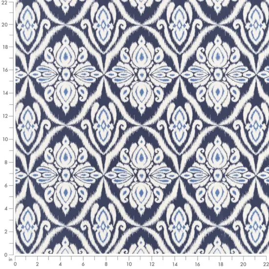 Prussian - Blue Damask Upholstery Fabric 54 Inches" {4}
