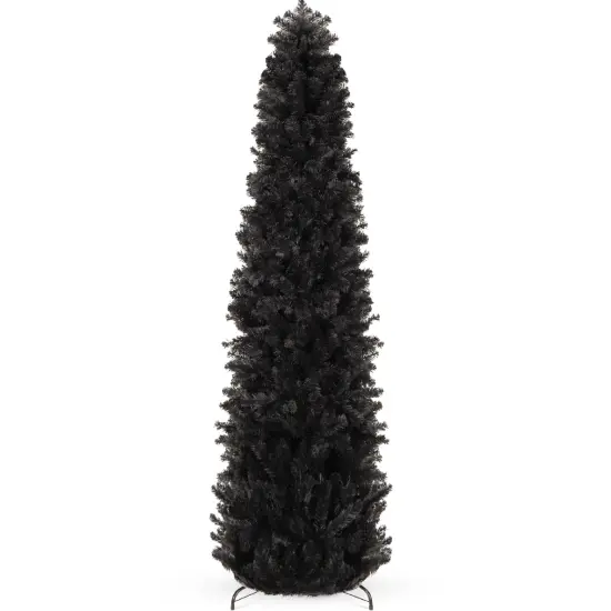 Best Choice Products Black Artificial Holiday Christmas Pencil Tree w/ Metal Base {7}
