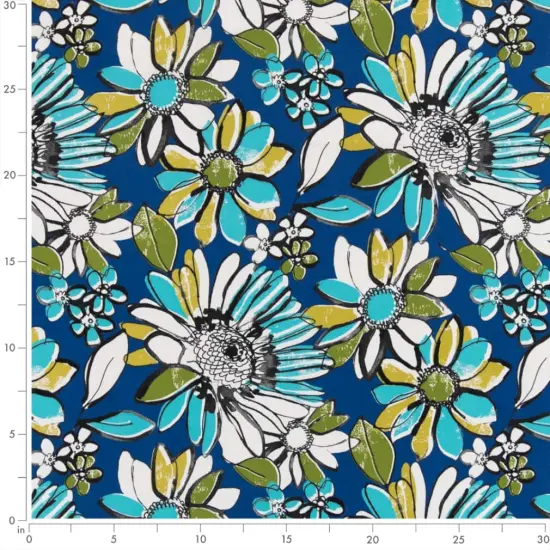 Lapis - Blue Floral Upholstery Fabric 54 Inches" {4}