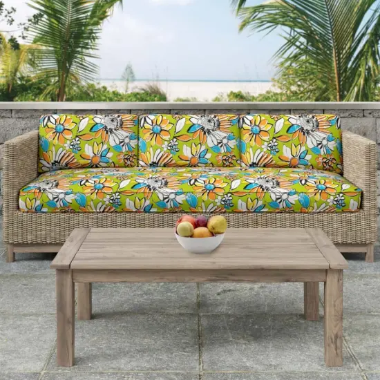 Chartreuse - Green,Orange & Rust Floral Upholstery Fabric 54 Inches" {3}