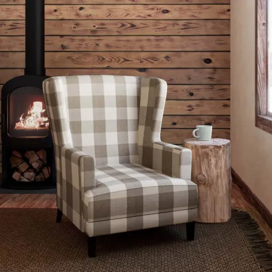 Buffalo Sand - Beige & Taupe Check & Houndstooth,Plaid Upholstery Fabric 54 Inches" {2}