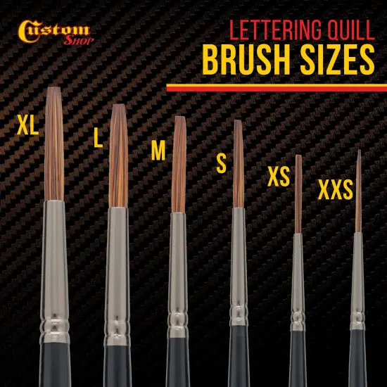 Custom Shop Set of 6 Lettering Quill Brushes for Sign Painting, Sizes XL, LG, MED, SM, XSM, XXSM, Brush Blend Squirrel Taklon Hair, Paint Pinstriping {3}