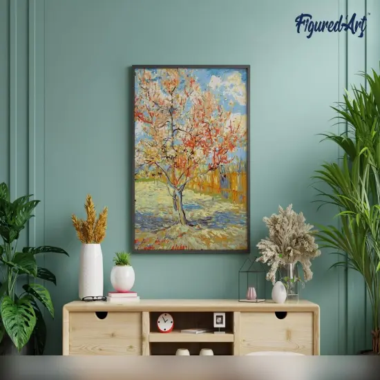 Figured'Art Paint by Numbers Kit for Adults Van Gogh The Pink Peach Tree 16"x20" - Craft Art Painting Rolled Canvas with DIY wooden frame {4}