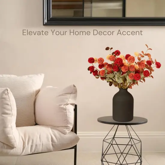 Burnt Orange Faux Kiku Flowers Artificial 10 Stems {2}