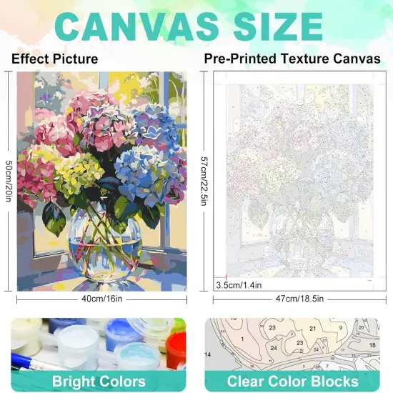 Paint by Numbers Kit for Adults - Hydrangea in Glass Vase {2}