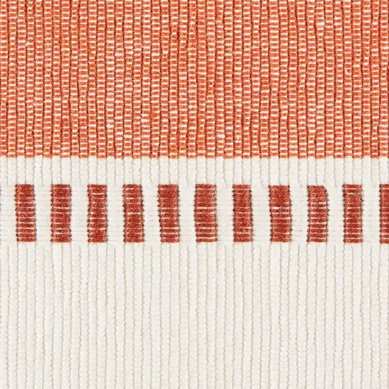 Dobby Stripe Woven Table Runner, 13x72 (13x77.5, Fringe Included), Burnt Orange {3}