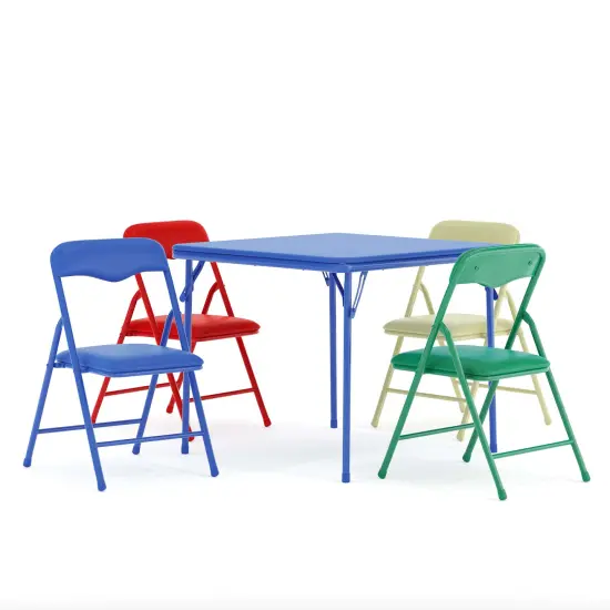 Emma and Oliver Kids 5 Piece Folding Table and Chair Set - Kids Activity Table Set {7}