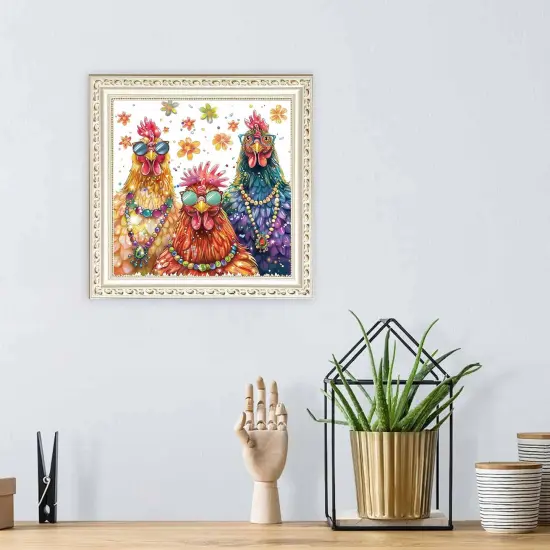 DIY Chicken Diamond Art Kits for Adults, 5D Diamonds Painting Kits Rooster with Glasses Full Round Drill {2}