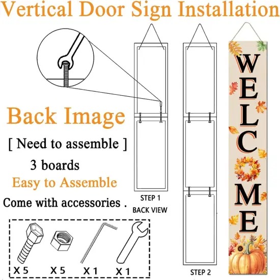 Farmhouse Autumn Wooden Welcome Sign (Natural) {2}