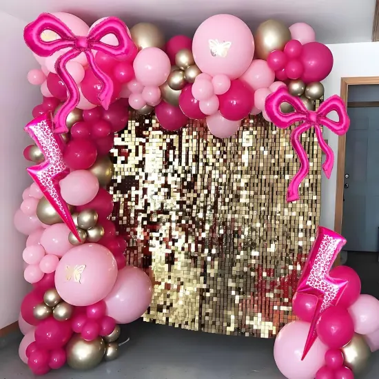 6pcs Hot Pink Bow Balloons (Hot Pink) {2}