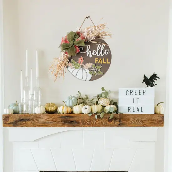 Hello Fall Door Sign Wreath with Burlap Bow(Coffee) {4}