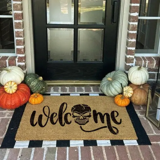 9 Pieces Halloween Stencils for Door Mats(9 Skull Mats) {3}