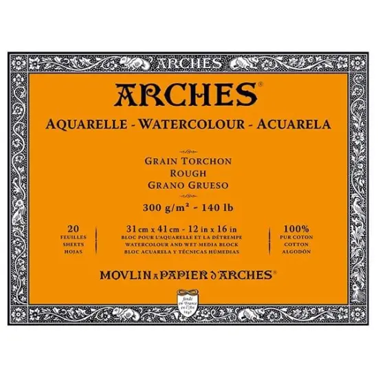 Arches Artist Watercolor Blocks, 140 lb Rough 12x16" (20 Sheets) {1}