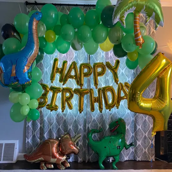 Dinosaur Birthday Party Decorations, Dino Foil Balloons Arch Garland Kit, Happy Birthday Banner for Kids Boys {4}