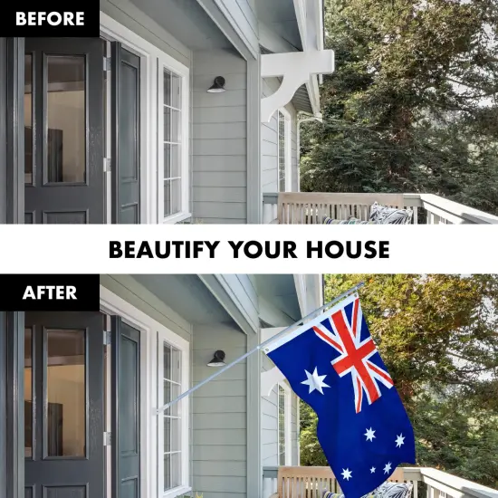 G128 - 6 Feet Tangle Free Spinning Flagpole (Silver) Australia Brass Grommets Printed 3x5 ft (Flag Included) Aluminum Flag Pole {3}