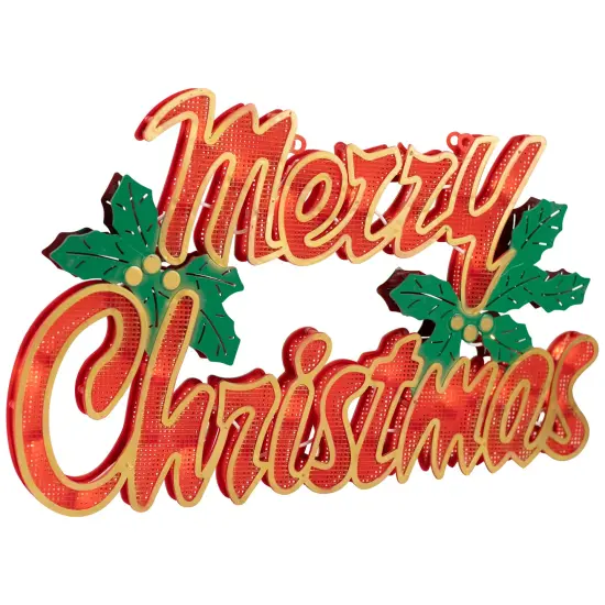 Northlight Lighted Merry Christmas Window Silhouette - 16.5" Red {5}