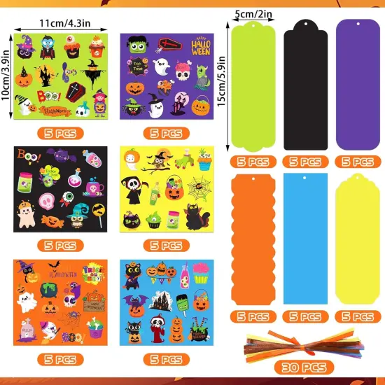 30 Sets Halloween Crafts , DIY Halloween Bookmarks Craft Kits {2}