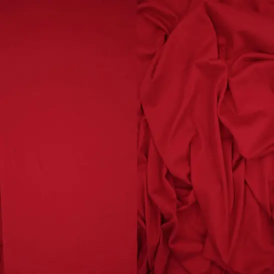 1 Yard DTY Brushed Solid Knit Fabric, 58/60&Prime; Wide Polyester Spandex Blend RED TANGO {1}