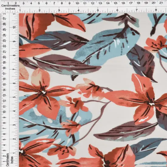 1 Yard Big Floral DTY Brushed Knit Fabric Soft Stretch 58/60 Inches Wide CREAM/RUST {6}