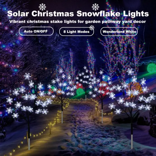 4-Pack 80LED Solar Snowflake Stake Lights {3}