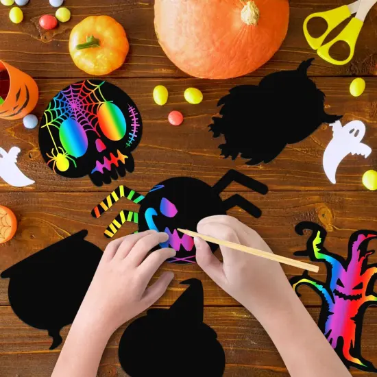 60 PCS Scratch Paper Art Magic Halloween Crafts for Kids {5}